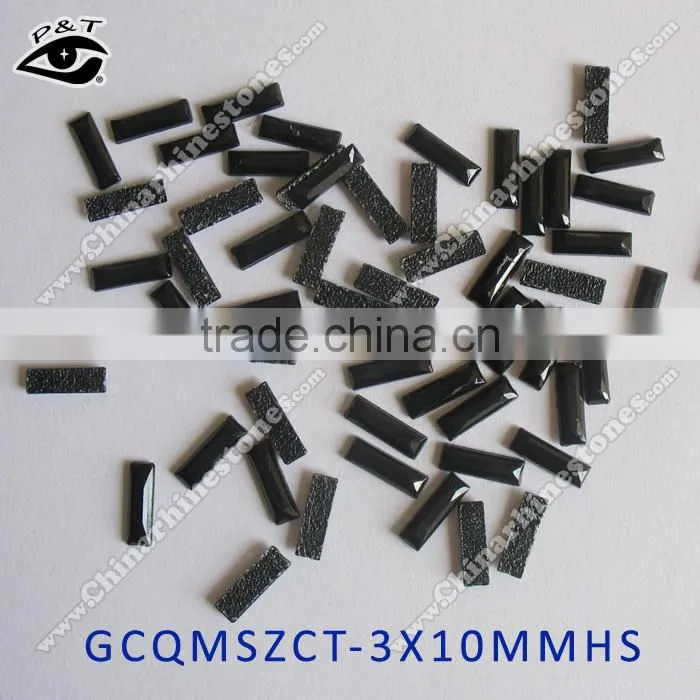 3x10mm rectangle strip rhinestone hot fix epoxy rhinestone black color