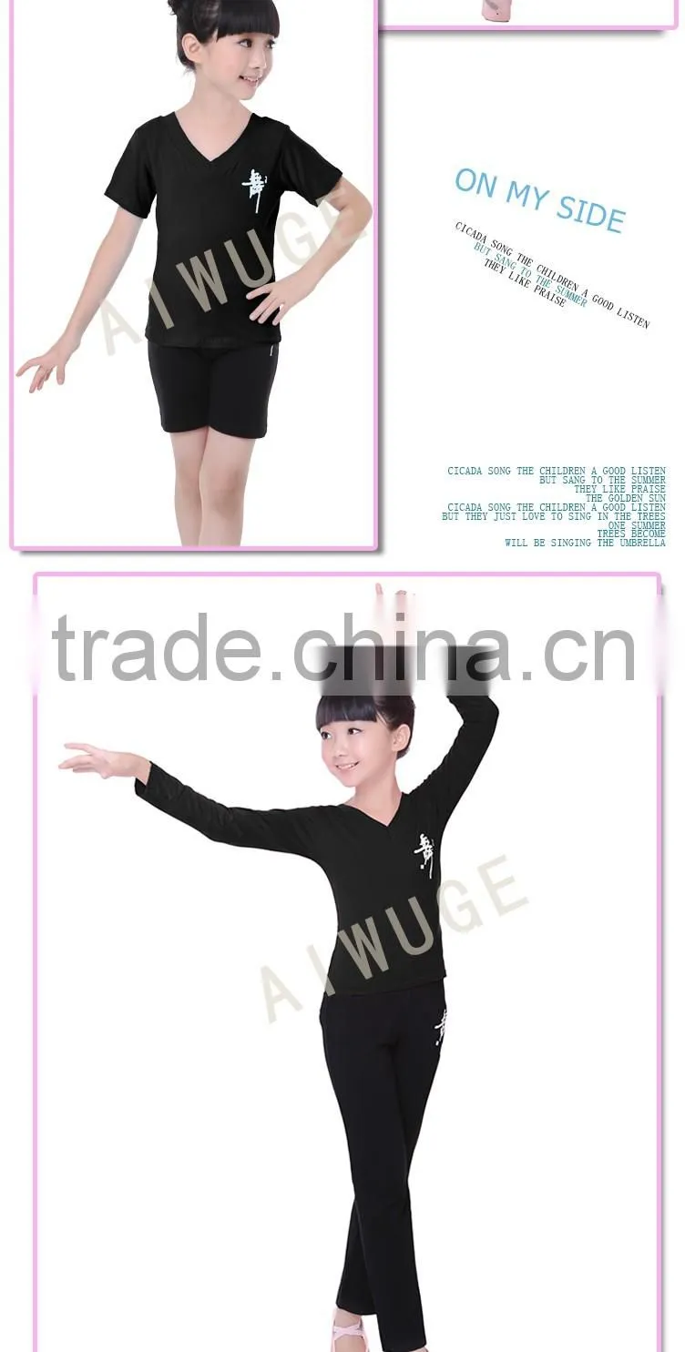 2016 OEM V-Neck Pink Boys Kids Gymnastic Dance Costumes For Girls