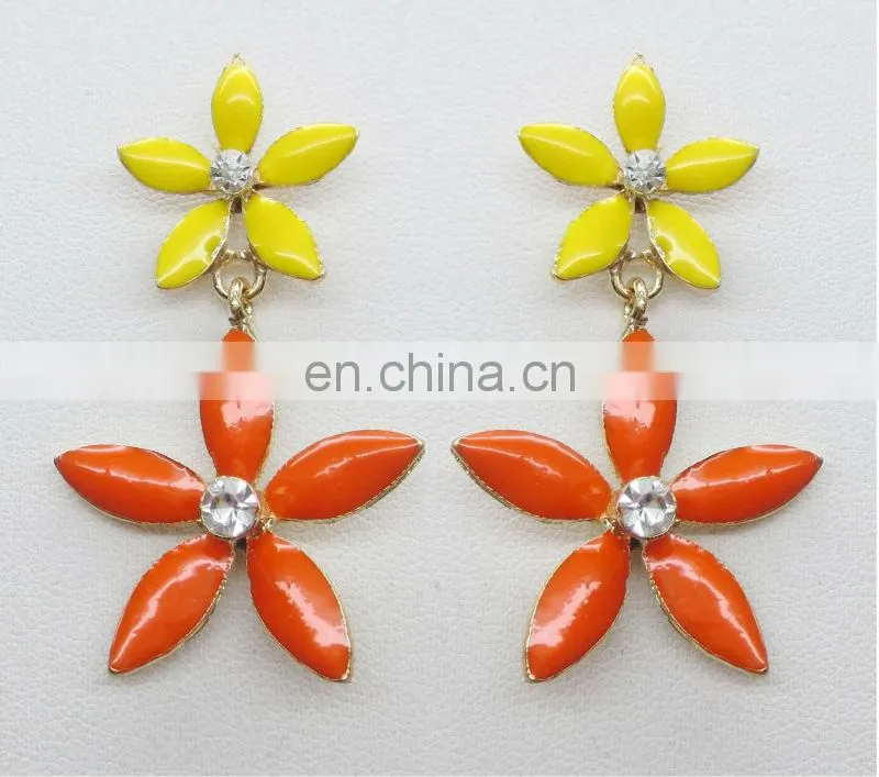 Fashion women enamel petals flower Korean style earring