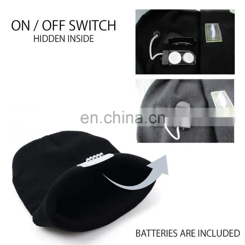 2017 Best design of Knit Beanie hard hat with led light