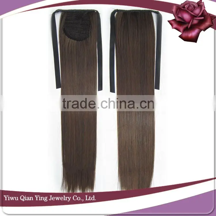 stars straight brown synthetic hair band ponytail