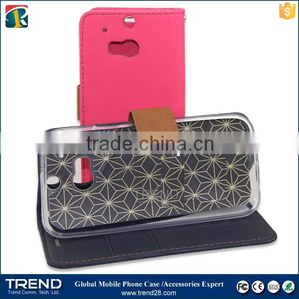 for HTC M8 china supplier wallet leather flip cover case