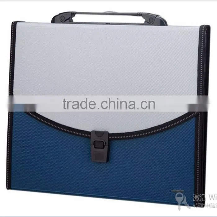 Leather plastic office stationery button briefcase with secret compartment