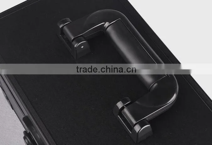 High quality black Aluminum makeup artist vanity case, cosmetic jewelry storage box, beauty box makeup vanity case bag