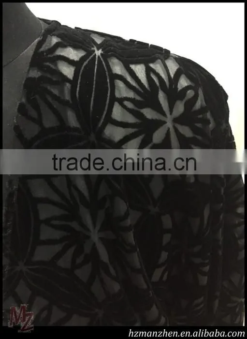 New Black velvet lace sleeves designs for blouse
