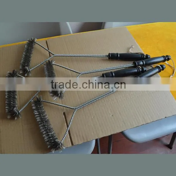 In stock factory 12'' BBQ grill brush zinc plated wire bbq cleaning brush brass wire BBQ Grill cleaning brush