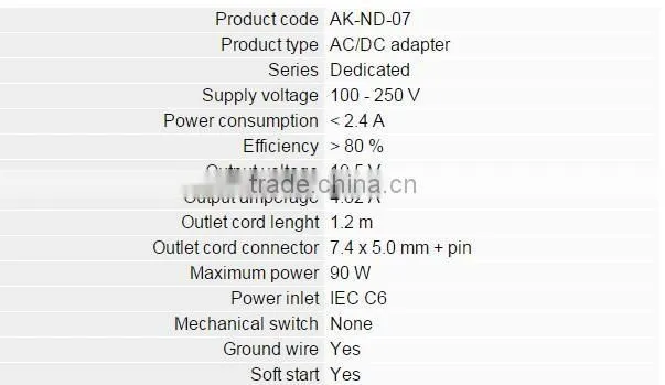 Power Adapter AK-ND-07 19.5V/4.62A 90W 7.4*5.0+pin