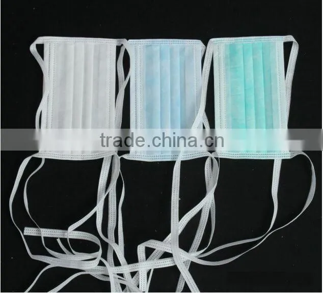 Disposable Non woven surgical face mask with Round/Flat Tie On