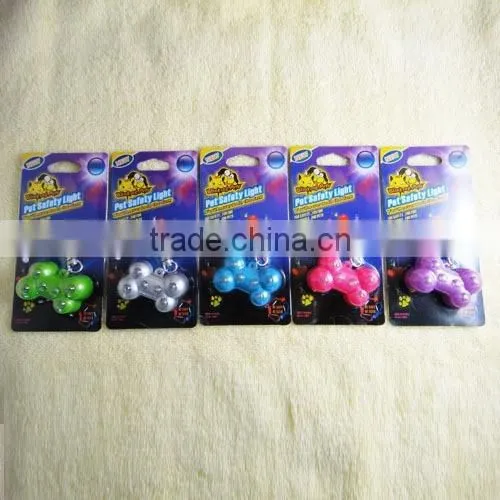 Pet Dog Safety LED Collar Pendant Tags Bone Flashing Blinking Glow Light