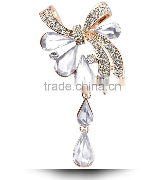 Fashion Rhinestone Butterfly Knob Brooch