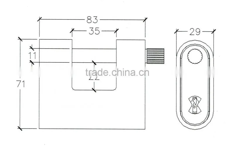Large Hardened Armoured Rectangular Pad Lock