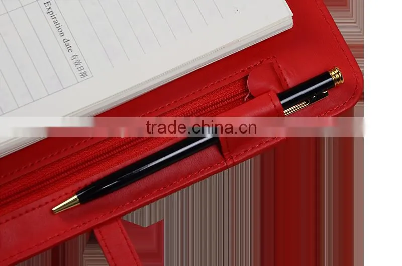 2016 Hot sell leather 6 ring binder notebook with power bank & usb disk