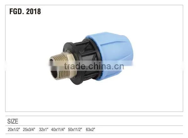 2014 MALE ADAPTOR WITH BRASS THREADED INSERT PP COMPRESSION FITTINGS