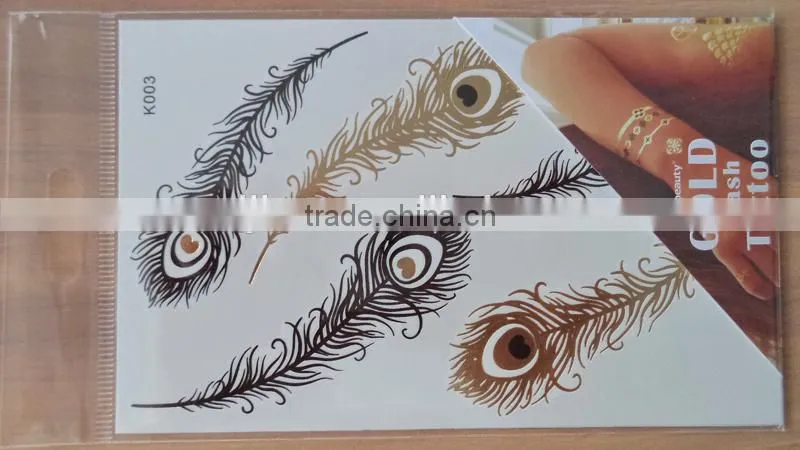 K Flash Tattoos Newest Temporary gold silver tattoos 12 designs 9*15 CM
