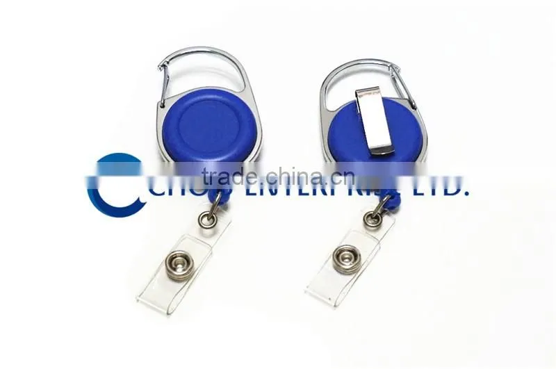 Promotion Custom Carabiner Hook Plastic Badge Reel, Retractablce Badge Holder
