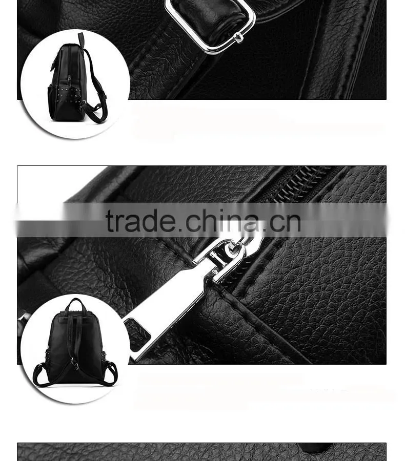 china alibaba shop 2016 newest black rivet leather bags backpack for girls