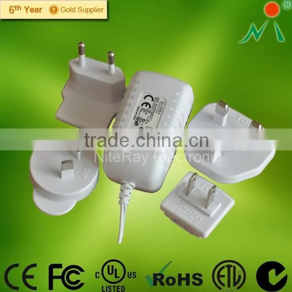 US plug AC/DC power supply adapterr with 5V1A 5V2A, 12V1A 12V2A VI efficiency UL FCC RoHS