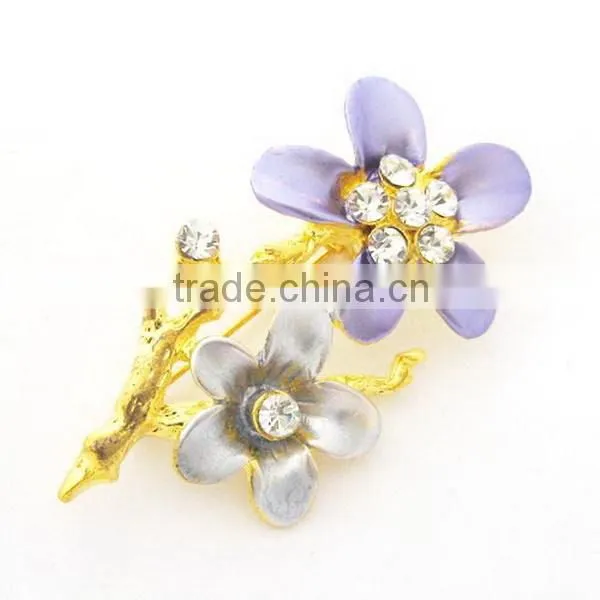 Gold platting enamel &crystals flower brooch fashion wholesale brooch pin china yi wu supplier
