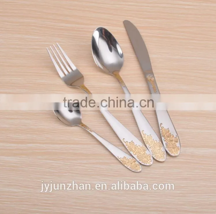 Gold plated fork knife sets with stainless steel 430 material and low price
