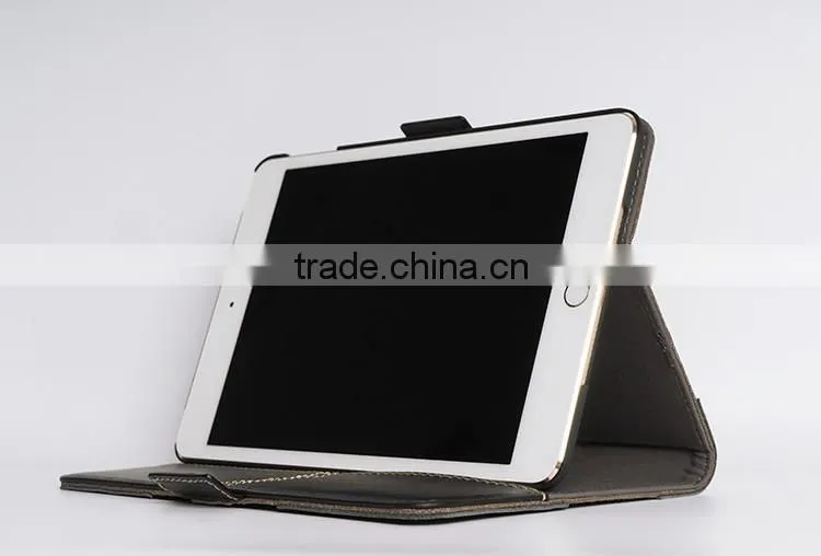 2016 Real Leather+Cavas Stitching design Leather Case For iPad mini 4