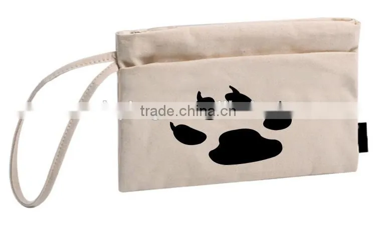Natural plain cosmetic clutch beige toiletry bag