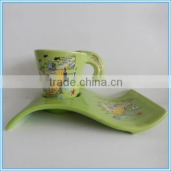 tourist souvenir ceramic snack plate and cup