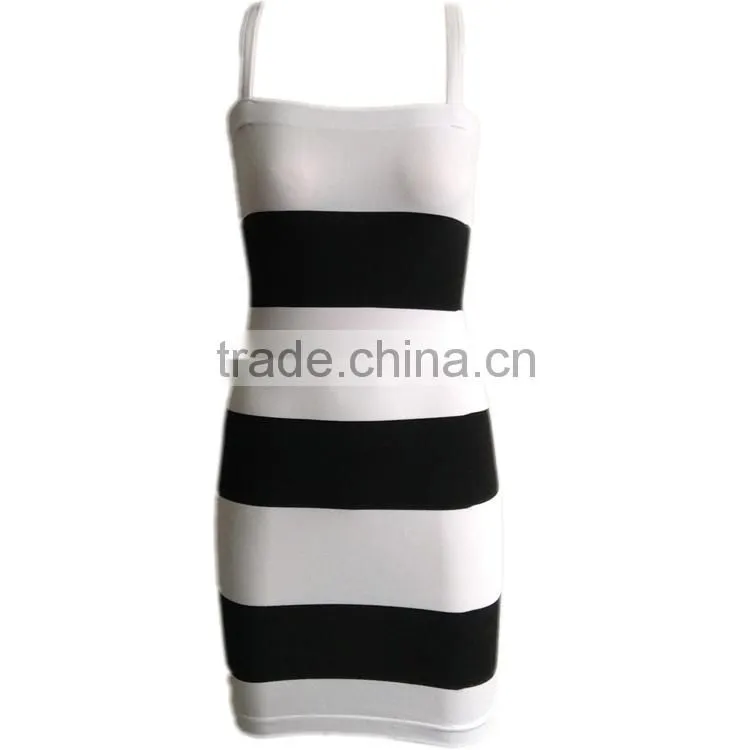 2016 Fashion Tight Slimming Fitness Wear Wholesale Sexy Stripes Brace Skirts Casual Elegant Evening Dress