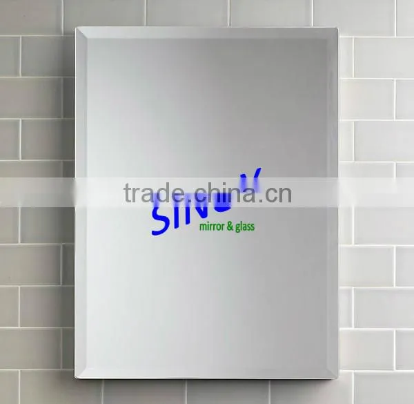 Semi-finished edge worked mirror with beveled edge, beveled width 5mm-40mm available