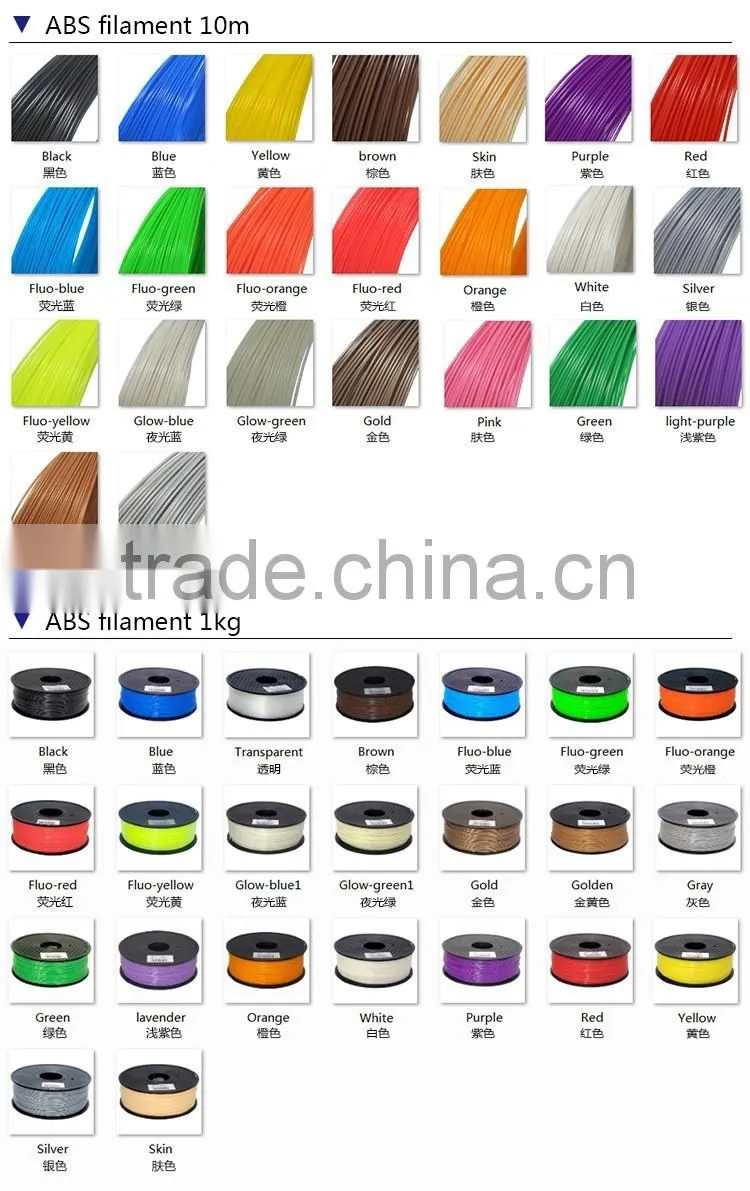 ABS Filament 1.75mm multi Colors Sample for 3D Printer & 3D Printing Pen MakerBot/RepRap/UP/Mendel
