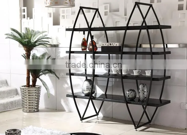 showroom salon whiskey display metal shelf