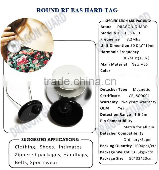Free sample T035 eas RF anti theft clothing tag
