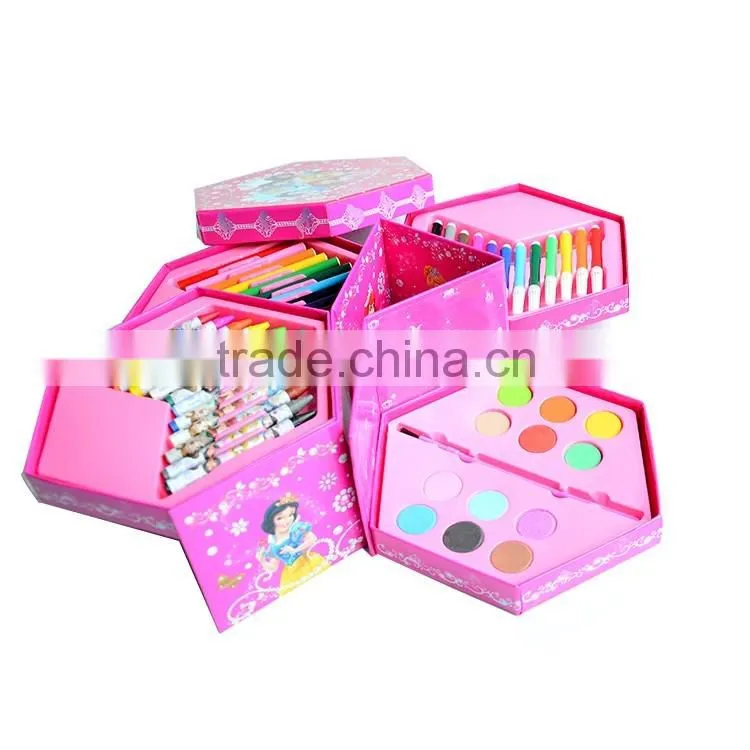 52PCS high quality wholesale art set stationery set with hexangular shape