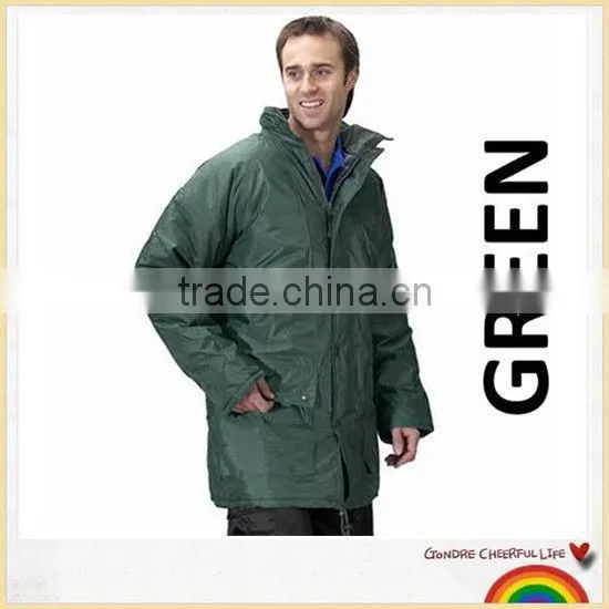 Waterproof padded parka long rain jacket warm touch workwear