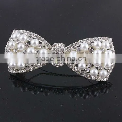 Luxurious rhinestone hair bow with pearl manufacturers Chins supplier BY 1880