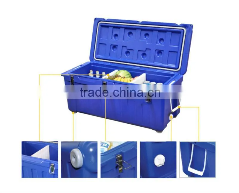 121 liter white insulated ice cooler, ice box rotomolding