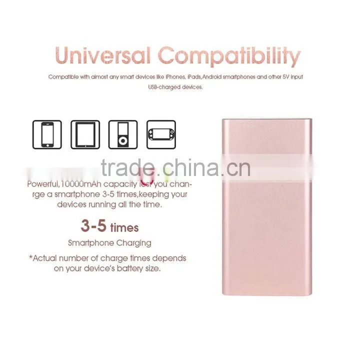 Wholesale Latest Mobile Portable Power Bank 10000mAh PromotionRose Golden