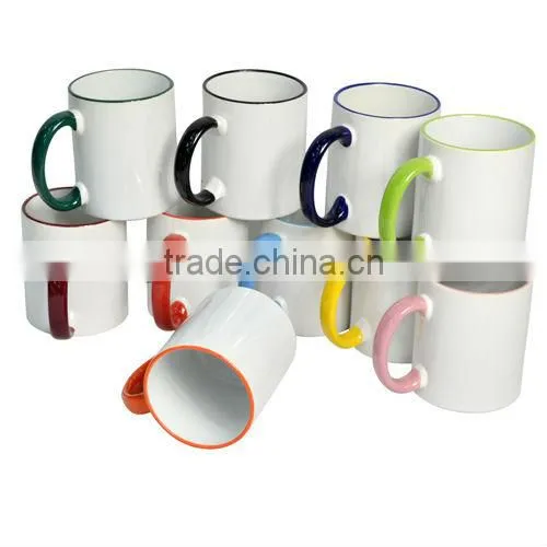 11OZ ring and rim color mug /sublimation customized
