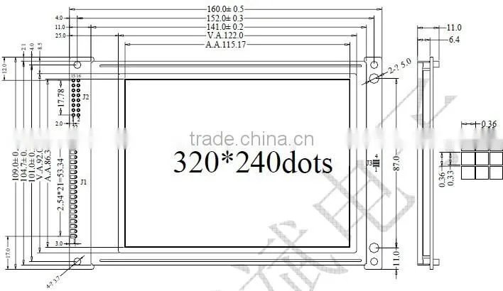 Industrial control panel 320X240 5.7 inch graphic lcd display