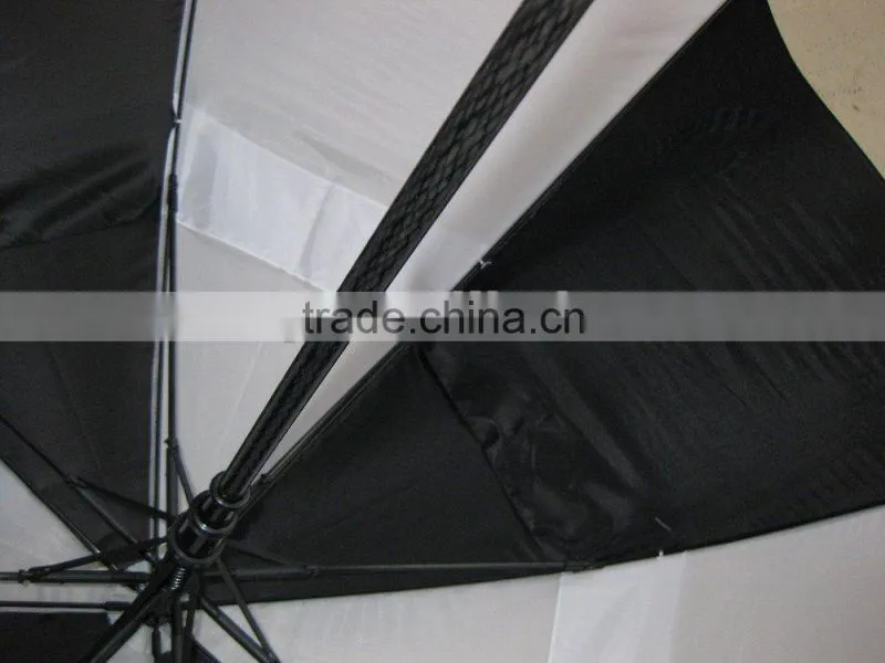 High Quality Two layers Windproof auto open fiberglass promotional umbrella golf umbrella