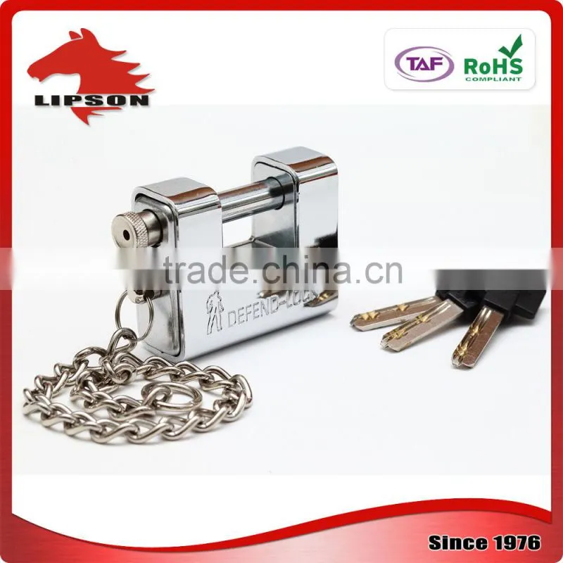 LS-303 Kaba Key and Steel Chain WITH Plated steel Amour Rectangular Padlock