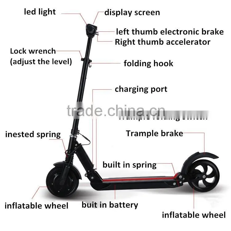 2016 New Product Carbon Fiber Electric Scooter, Fodable Electric Kick Bike, Two Wheel Electric Fodable Kick Scooter