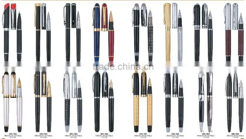 Metal pen set with leather box