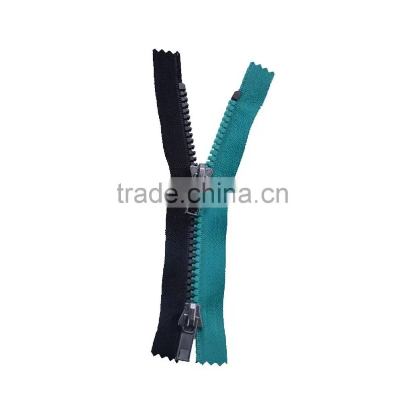 Colored fancy slider plastic/resin/derlin zipper MULTICOLOR TEETN