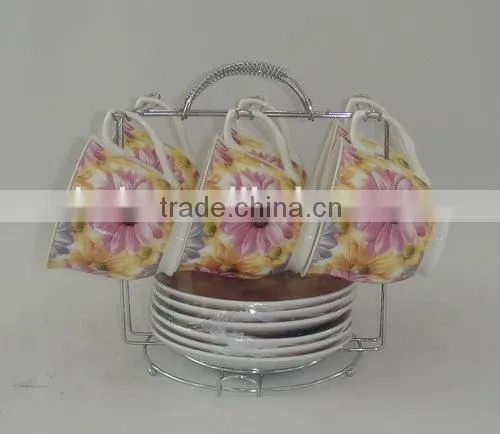Factory directly sale modern tea cup and saucer flower color