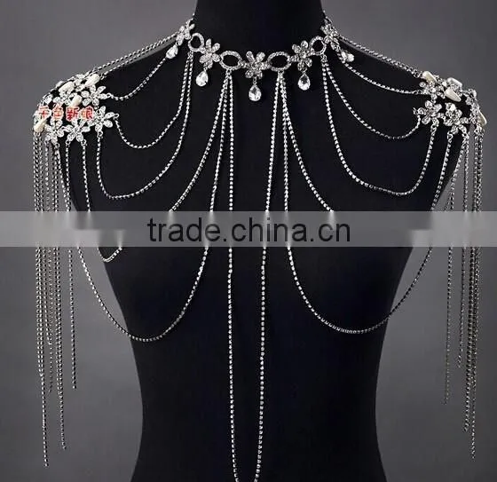 New DesignTop Grade Luxury Bridal Wedding Decor Sexy Shoulder Body Chain Dress