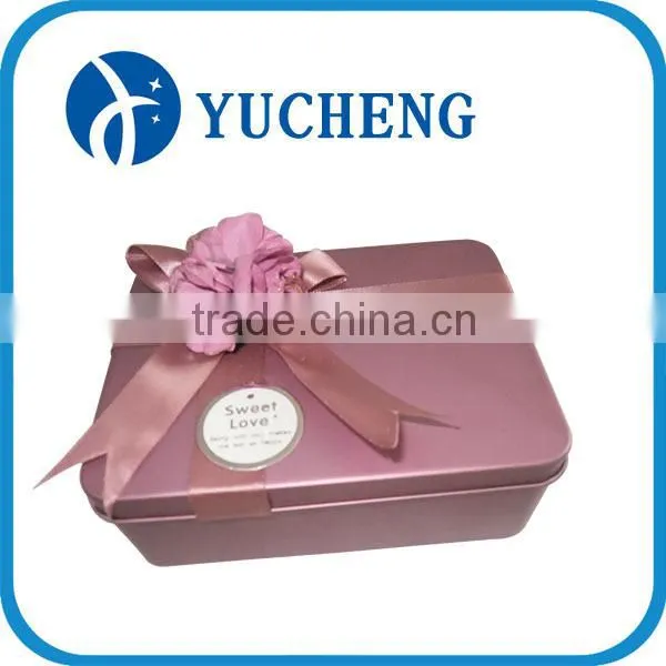 wholesale wedding metal gift packaging tin can withe ribbon