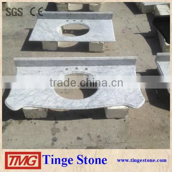 Pedestal legs intergrated countertop and sink vanity designs marble white