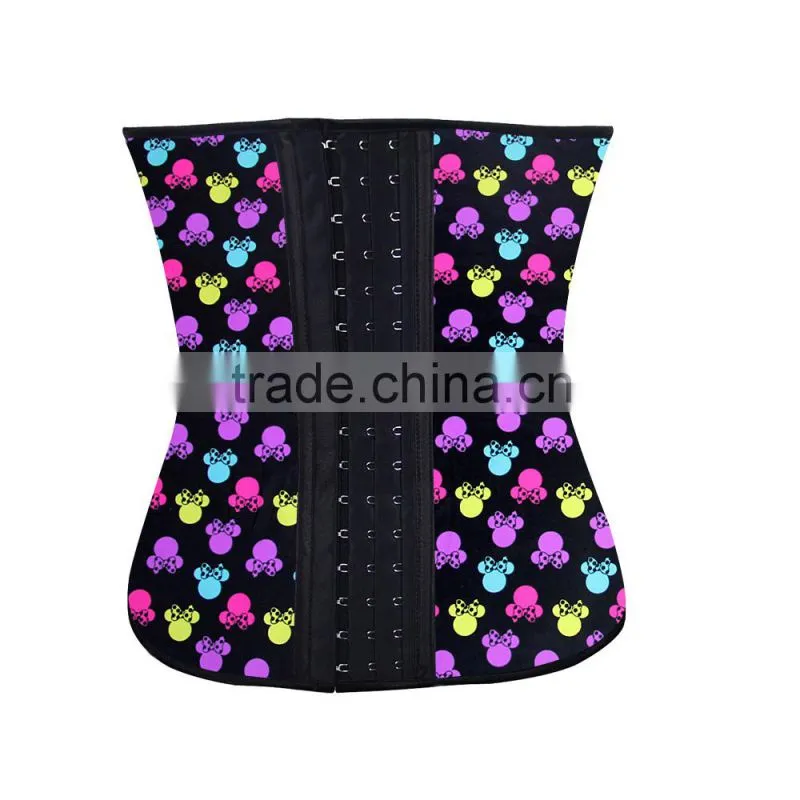 2015 best sell skull pattern 9 steel bones latex waist trainer