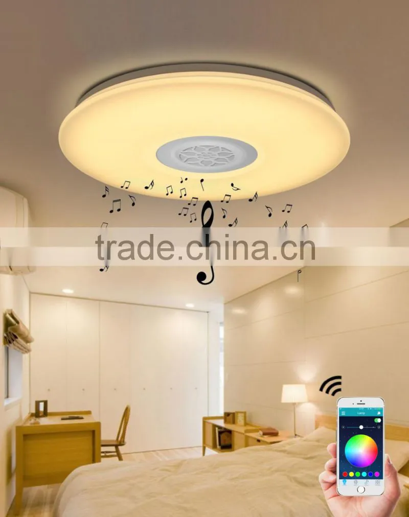 Wireless App Bluetooth Speaker RGB Light Fixture Modern Led Ceiling Lighting Light