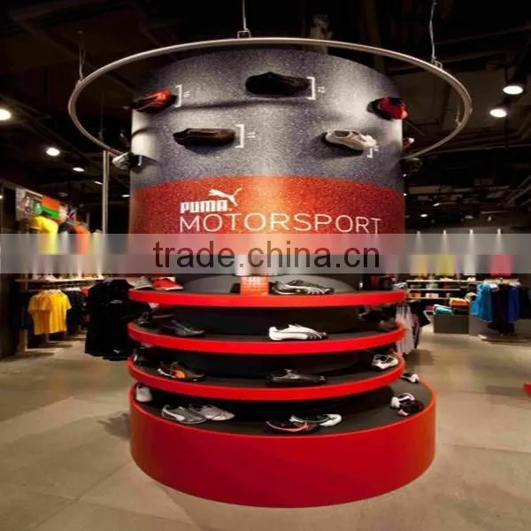 round wooden sports shoes display stand